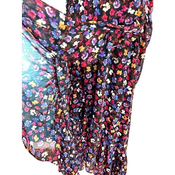 NWOT ASTR The Label Calista Floral Blue Red Ditsy One Shoulder Midi Dress L - Picture 7 of 13